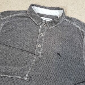 Tommy Bahama Shirt Mens Large Gray Heather Paradise Cove Long Sleeve Modal